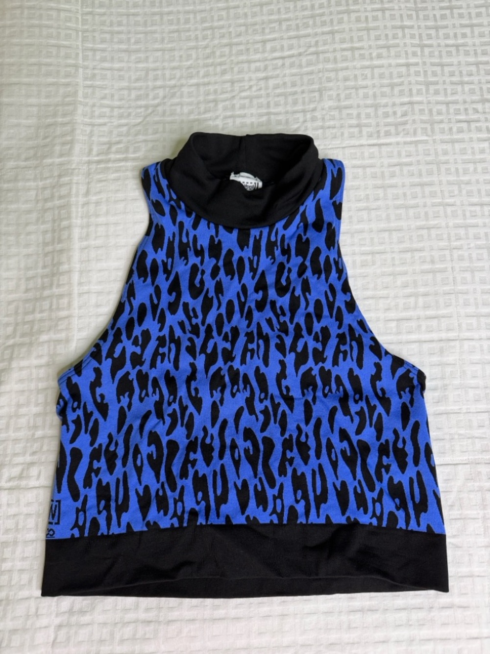 Wolford Blue and Black Leopard Print Sleeveless Bodysuit